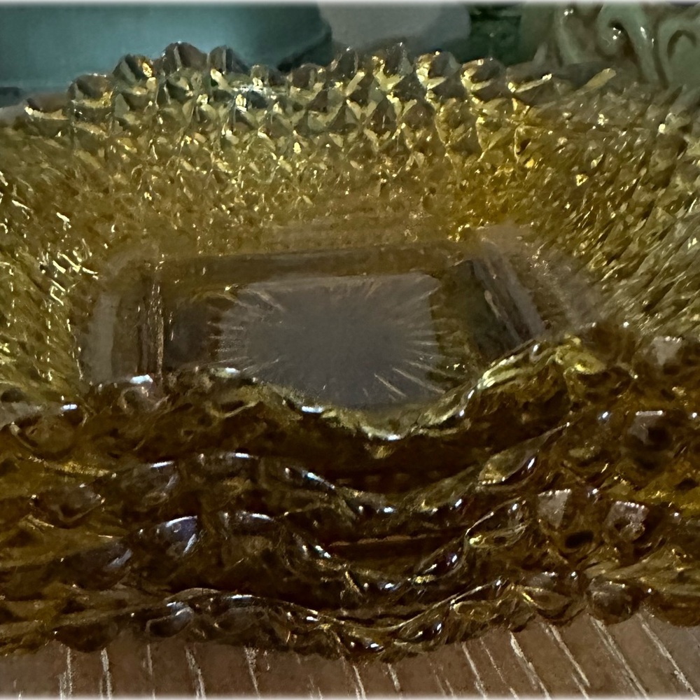 FENTON Set (4) four vintage thumbprint candy bowls amber